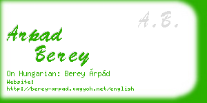 arpad berey business card